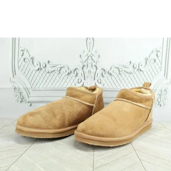 LL Bean Brown Suede Wicked Good Shearling Lined Slipper Ankle Boot Size 8 M - Picture 2 of 9